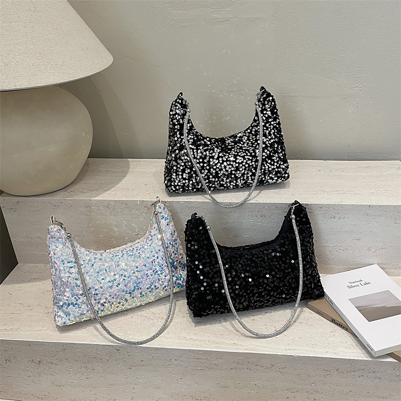 Large Capacity Sequin Bucket Shoulder Bag 2026 Summer Women's Underarm Bag - Image 3