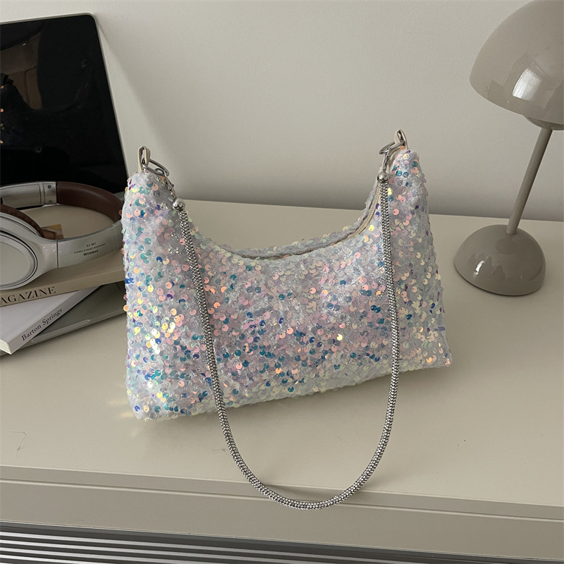 Large Capacity Sequin Bucket Shoulder Bag 2026 Summer Women's Underarm Bag