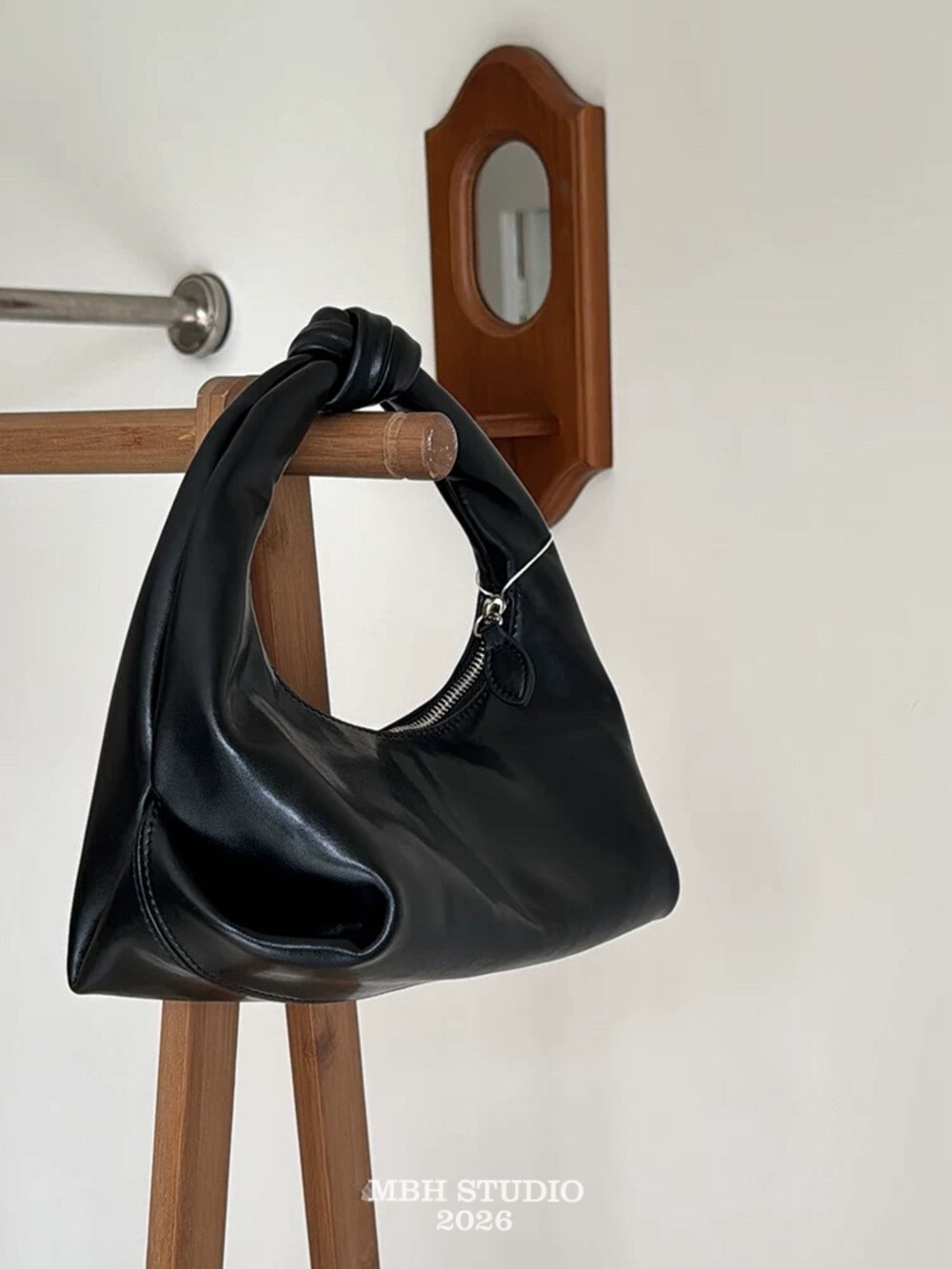 MBH Oil Wax Leather Knot Horn Bag Unique Handbag - Image 3