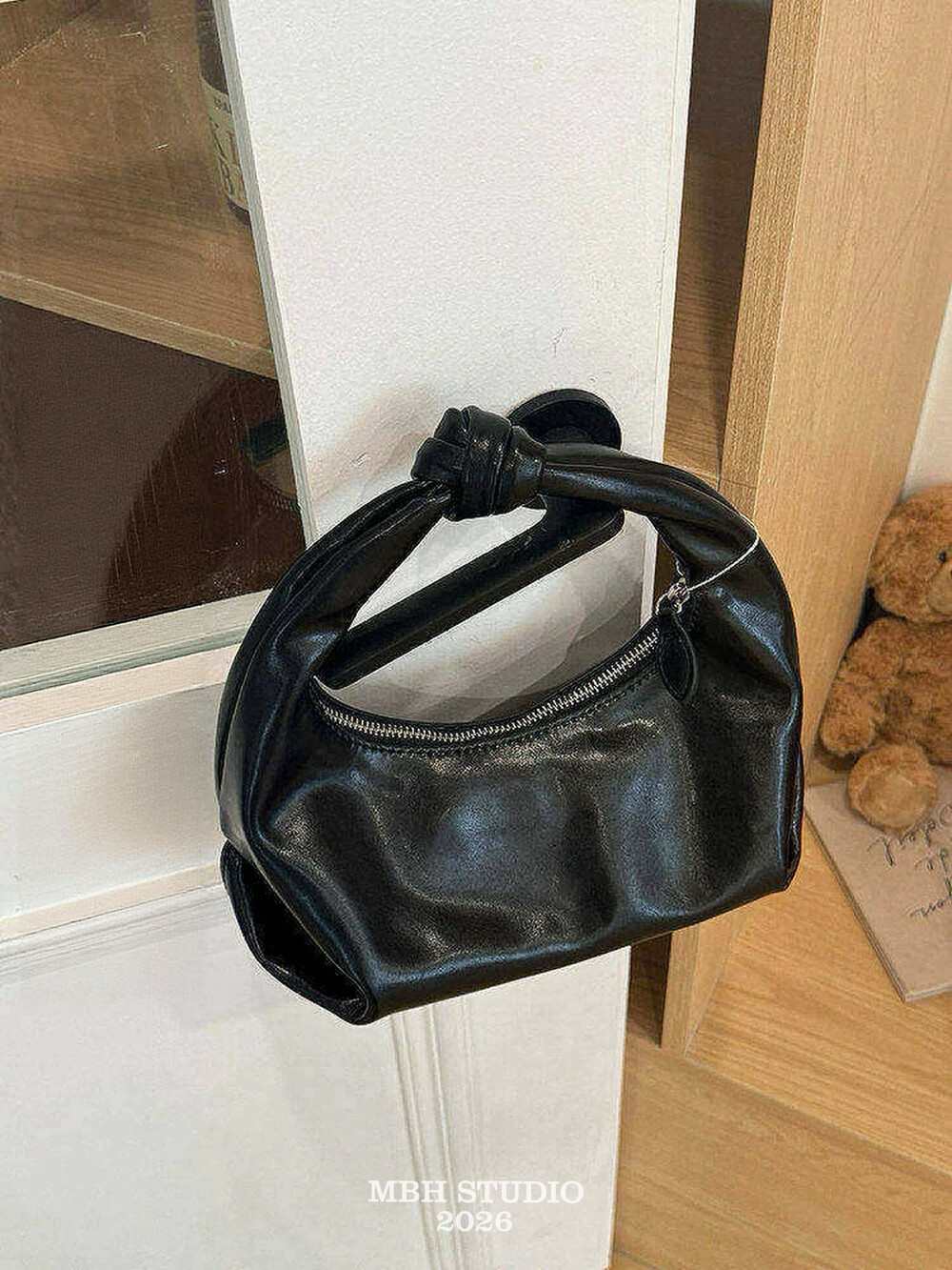 MBH Oil Wax Leather Knot Horn Bag Unique Handbag - Image 4