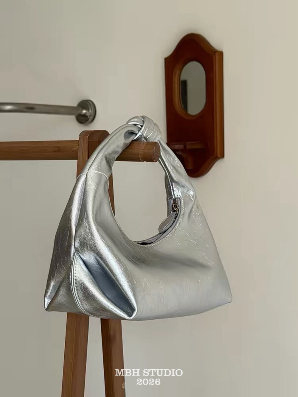 MBH Oil Wax Leather Knot Horn Bag Unique Handbag