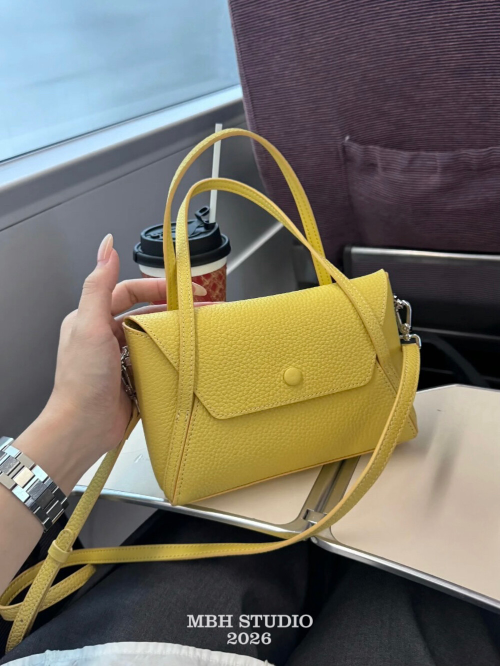 MBH Summer New Litchi Grain Cowhide Mini Envelope Bag Candy Color Handbag with Shoulder Strap - Image 3