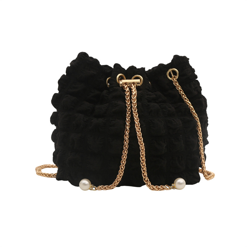 Cute Fresh Bubble Yarn Bucket Bag 2026 New Niche Quilted Chain Crossbody Shoulder Bag for Women - Image 5