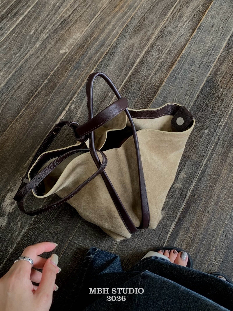 MBH Top-Grain Suede Leather Bucket Bag Women's Multi-Style Handbag