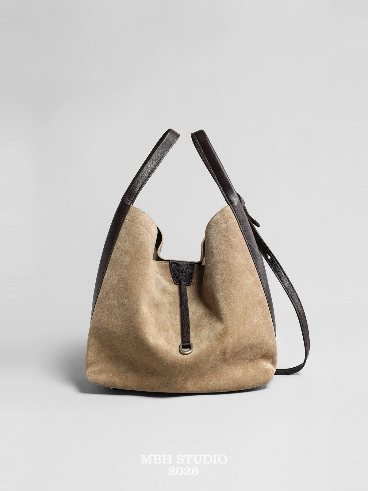 MBH Top-Grain Suede Leather Bucket Bag Women's Multi-Style Handbag - Image 4