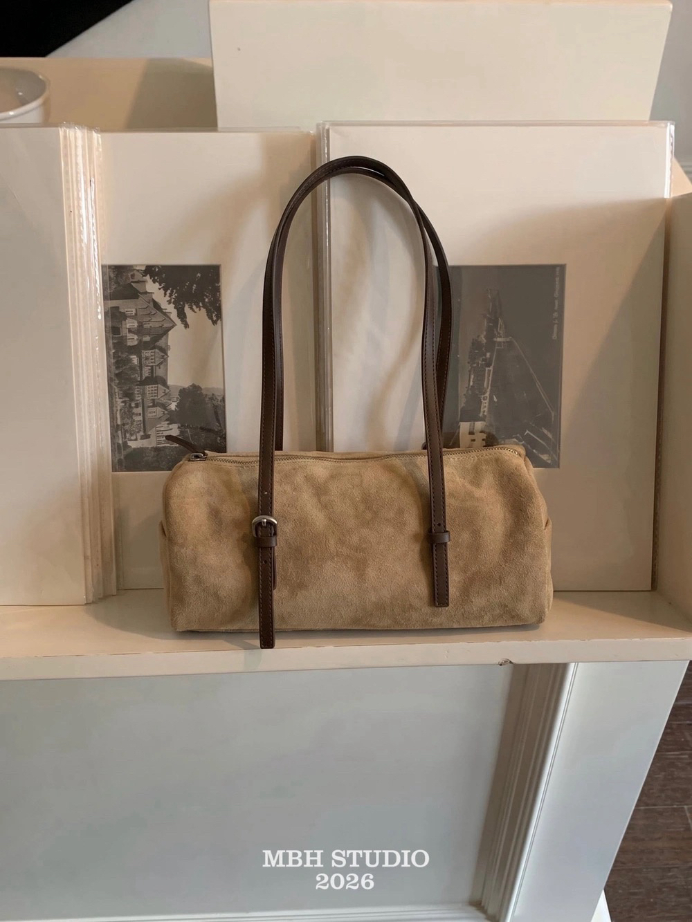 MBH 2026 Autumn Matte Leather Cylinder Shoulder Bag - Image 4
