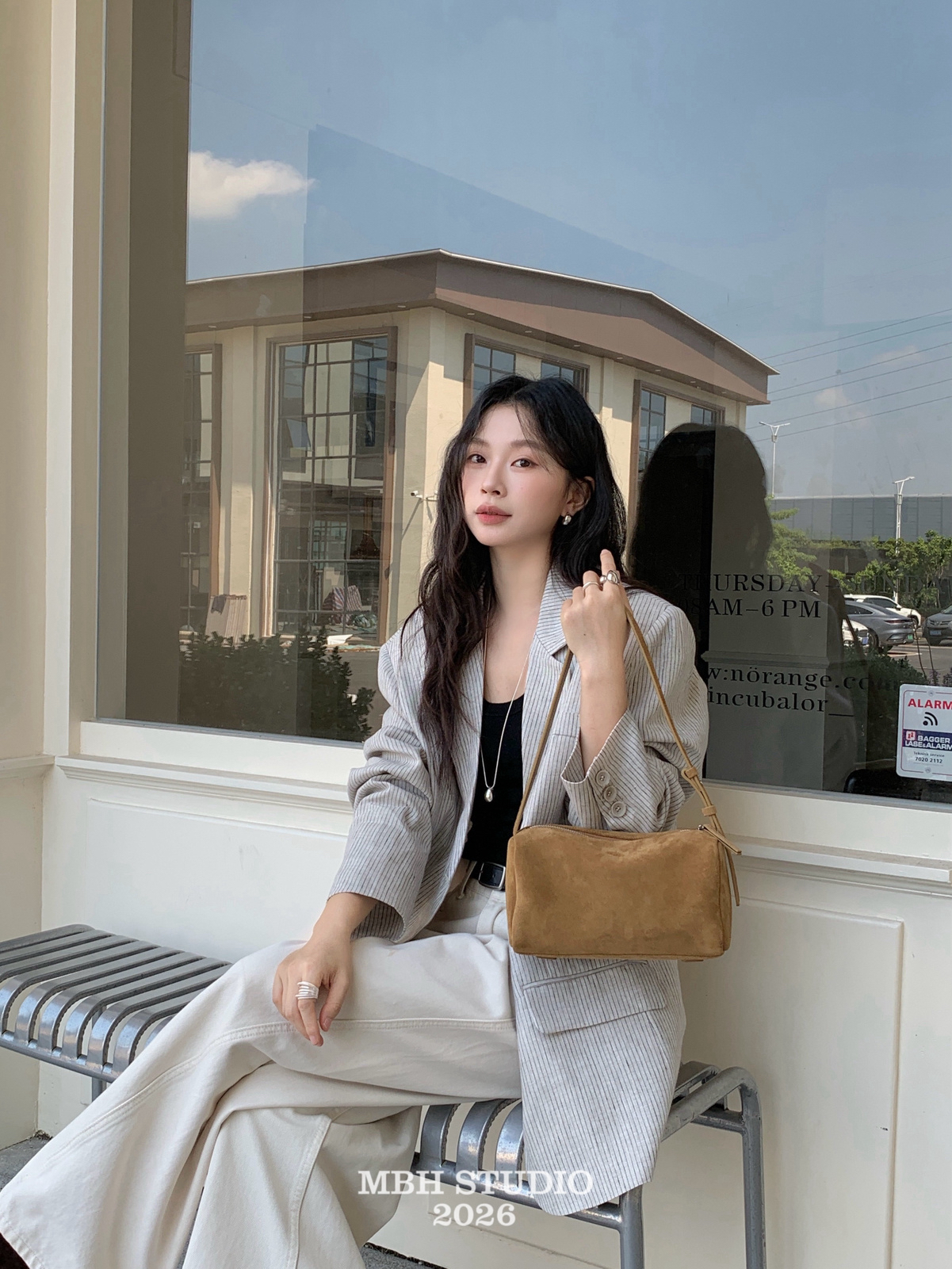 MBH Matte Leather Pencil Case Bag Korean Minimalist Handbag Crossbody Shoulder Bag
